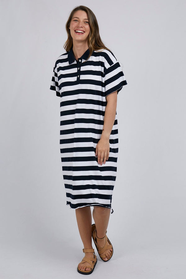 Foxwood - Polo Dress - Navy & White Stripe