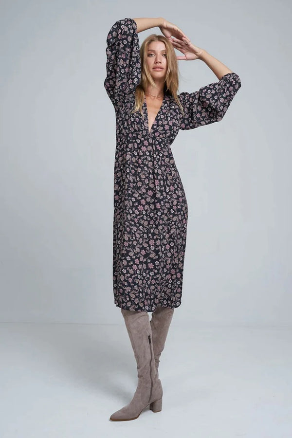 Lilya - Norma Dress - Folk Print Black