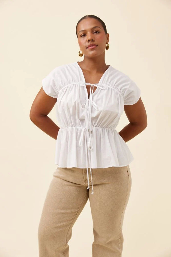 Isle of Mine - Rosa Tie Top  - White
