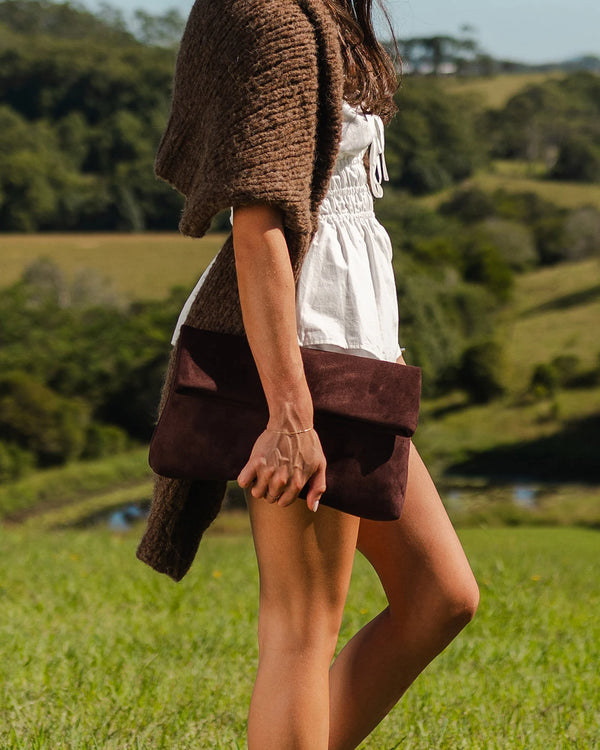 Louenhide - Luka Suedette Clutch - Chocolate