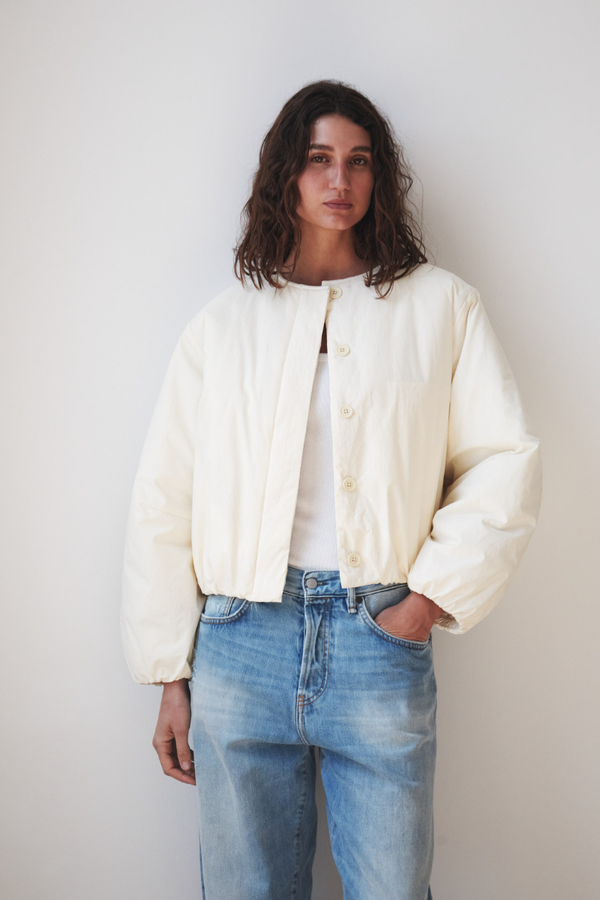 Assembly Label - Zoie Padded Bomber Jacket - Antique White