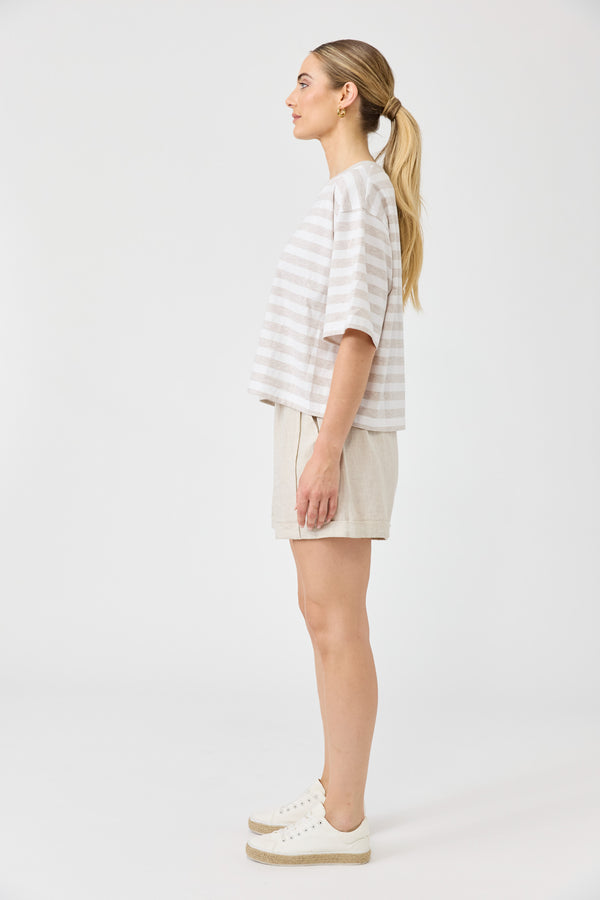 Eb & Ive -  Studio Stripe Tee  - Stone