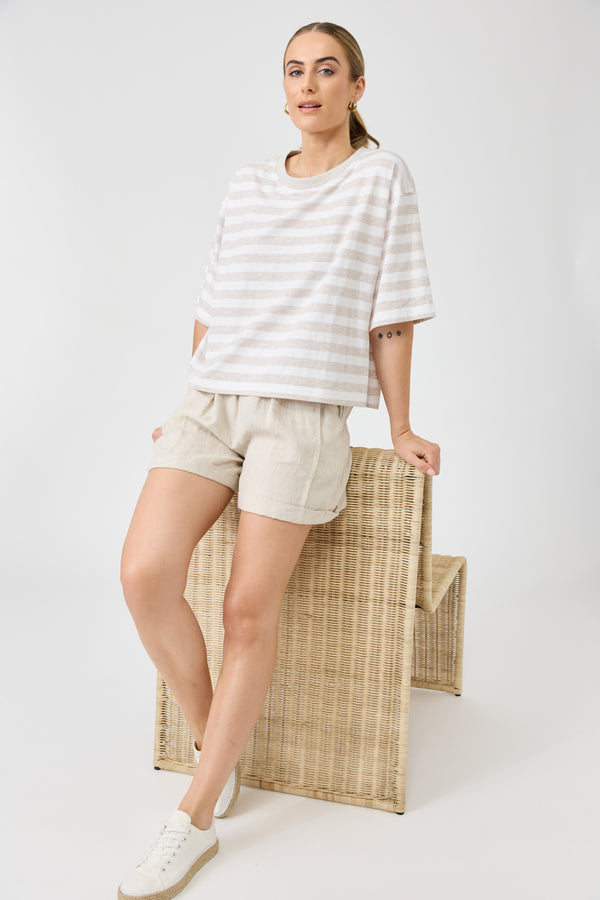 Eb & Ive -  Studio Stripe Tee  - Stone