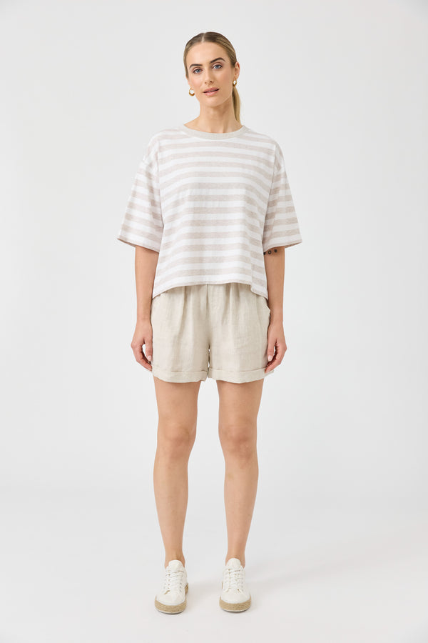 Eb & Ive -  Studio Stripe Tee  - Stone