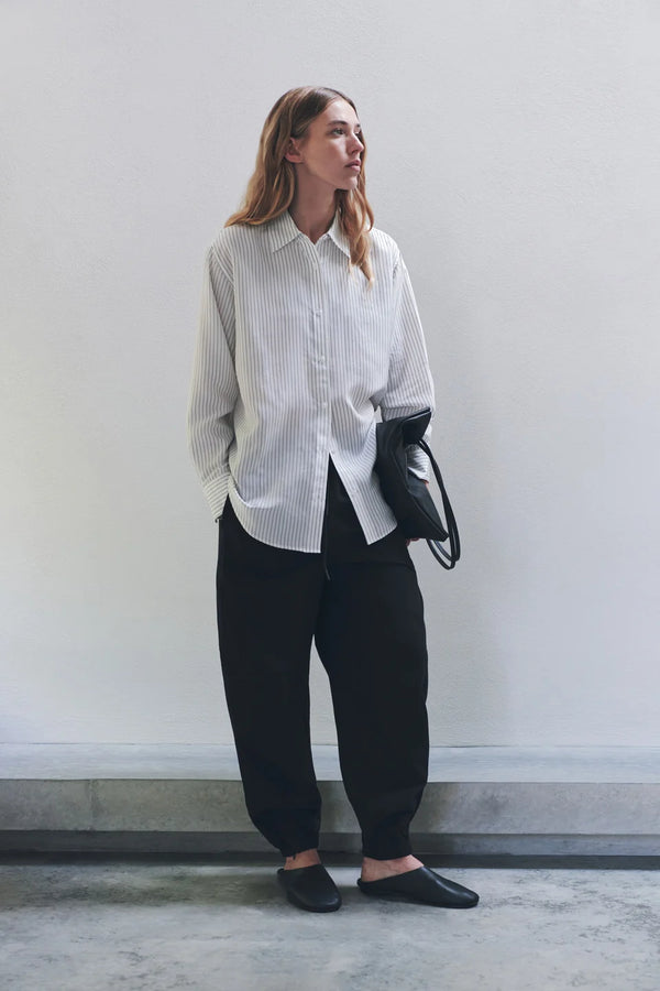 Assembly Label - Saskia Silk Shirt- Cream/Charcoal Stripe