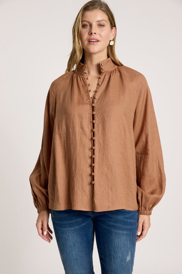 Eb & Ive - Bajau Button Shirt - Clay