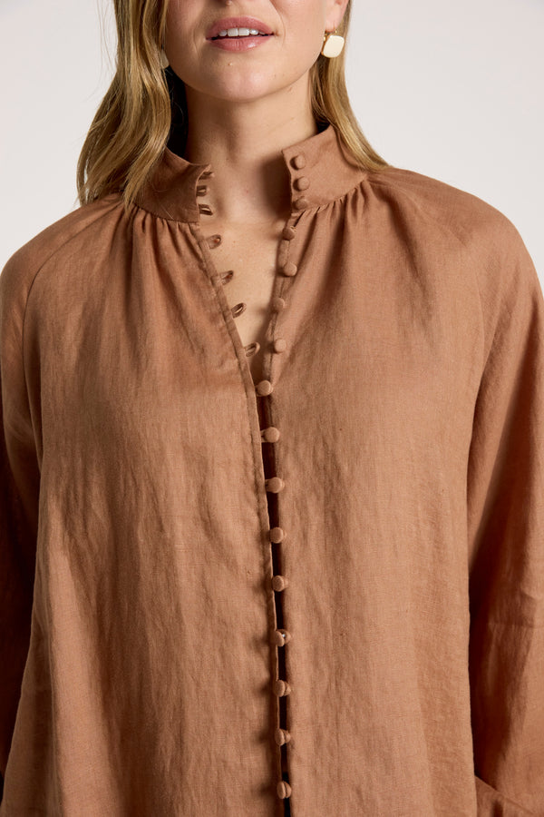 Eb & Ive - Bajau Button Shirt - Clay