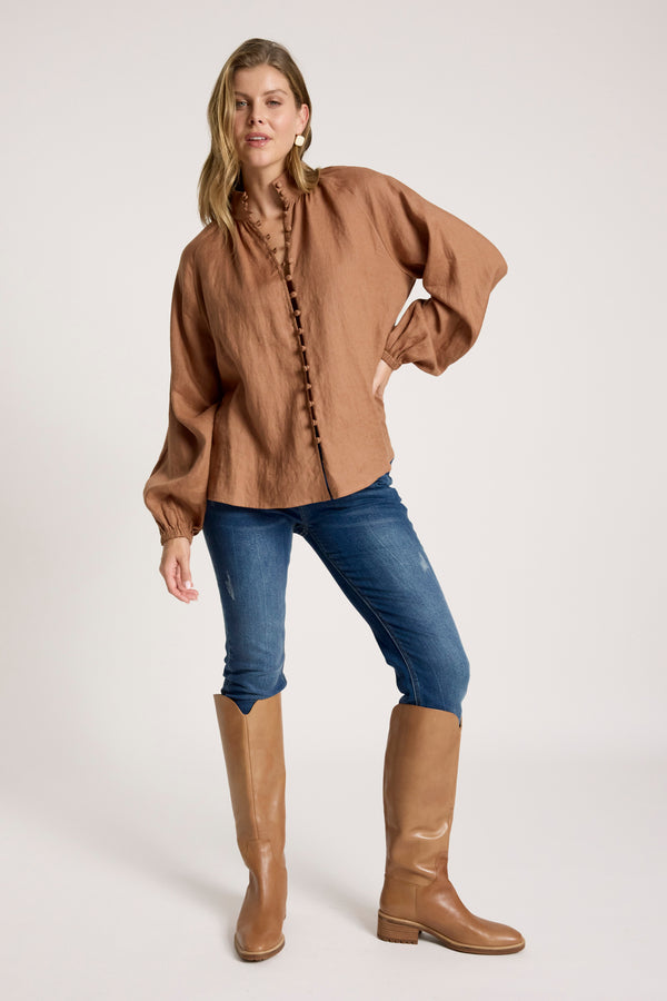 Eb & Ive - Bajau Button Shirt - Clay