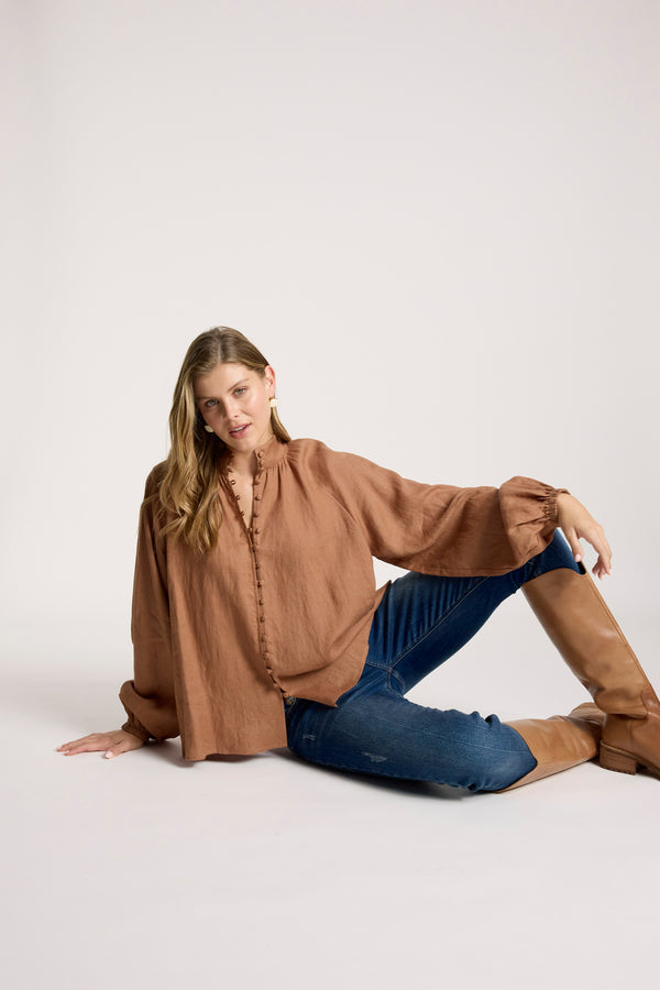 Eb & Ive - Bajau Button Shirt - Clay