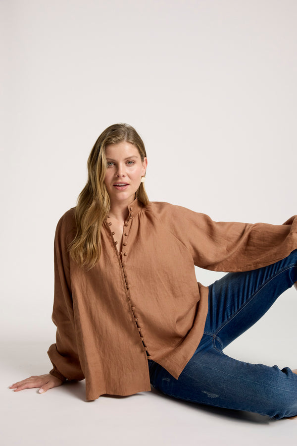 Eb & Ive - Bajau Button Shirt - Clay