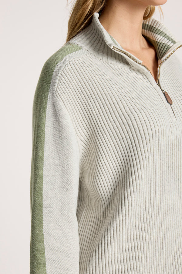 Eb & Ive - Liora Zip Jumper - Bisque/Sage