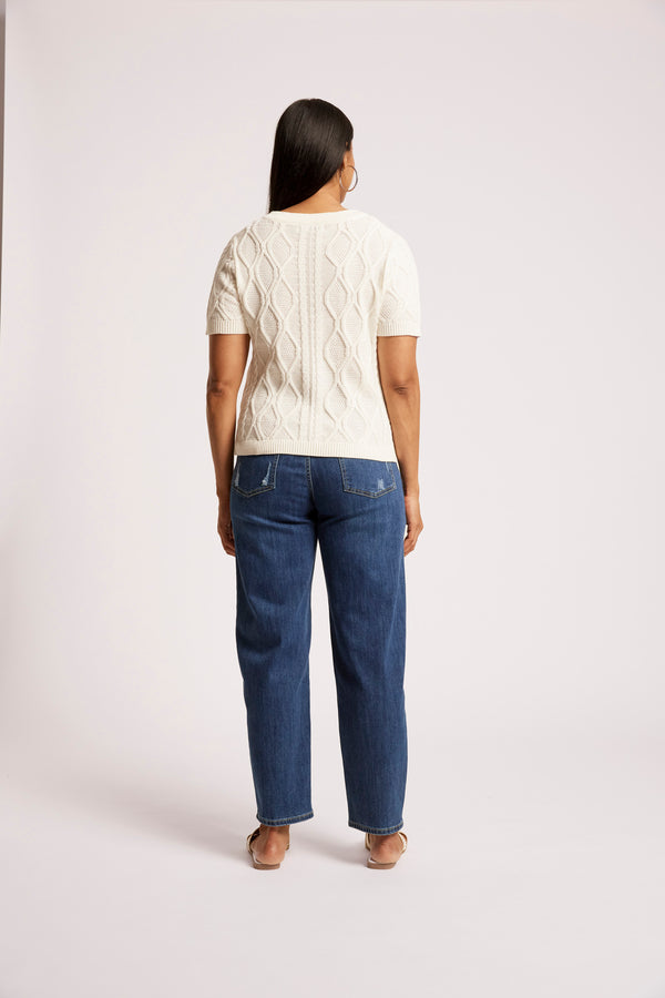 Eb & Ive -  Casa Cable V Knit - White