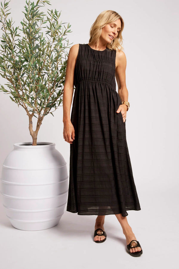 Eb & Ive -  Sovana Ruched Maxi Dress  - Black