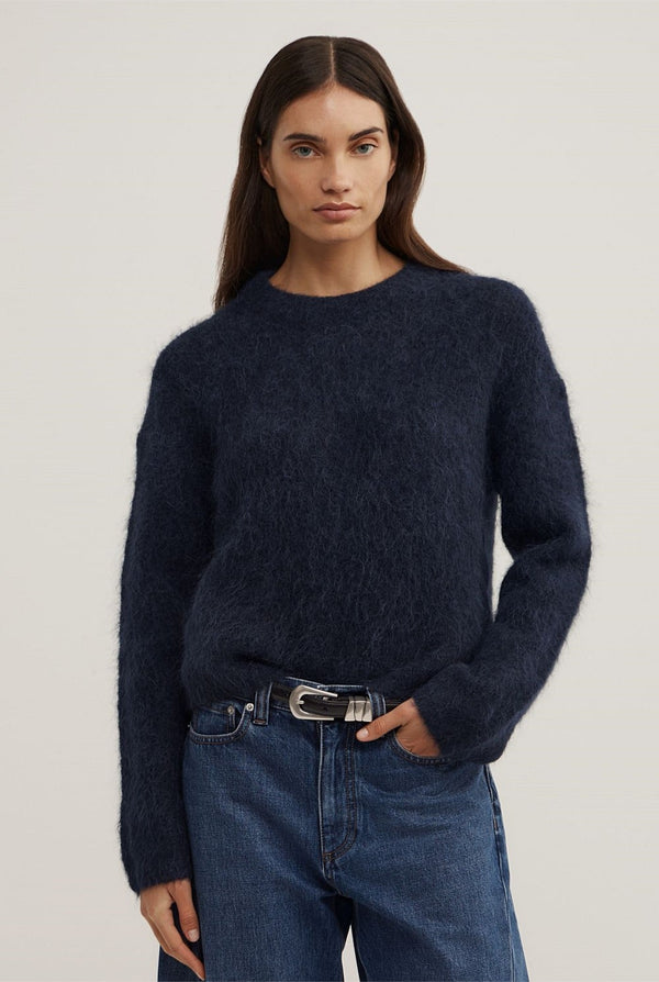 Witchery - Fluffy Crew Knit - Navy