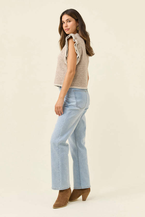 Isle of Mine - Athena Frill Knit Top - Stone