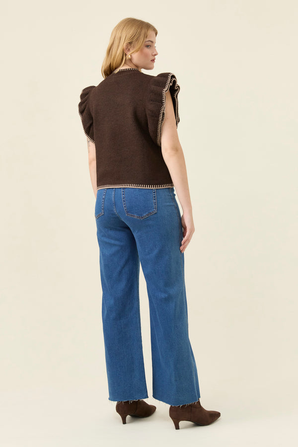 Isle of Mine - Athena Frill Knit Top - Chocolate