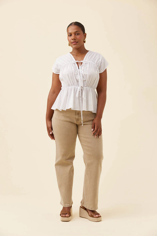 Isle of Mine - Rosa Tie Top  - White