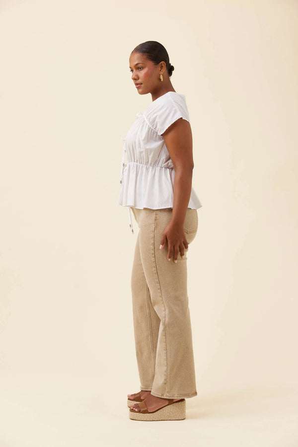Isle of Mine - Rosa Tie Top  - White
