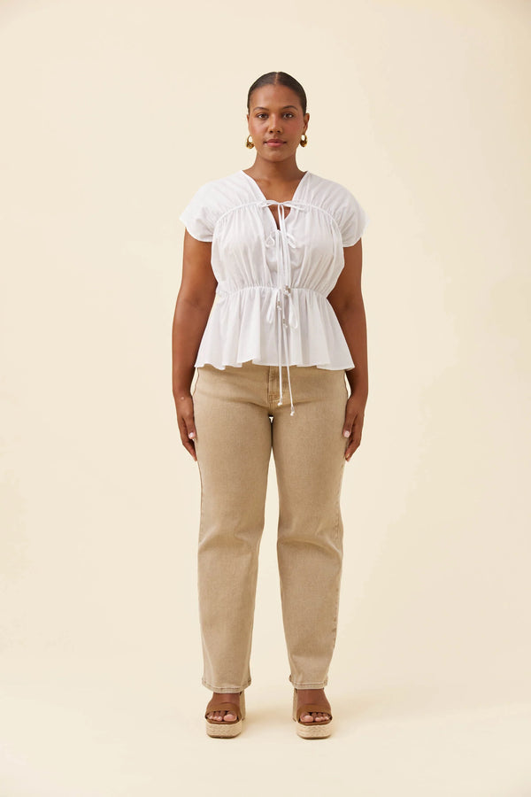 Isle of Mine - Rosa Tie Top  - White