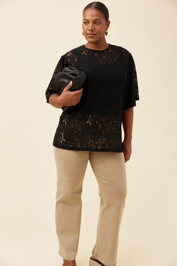 Isle of Mine - Ethel Lace Tshirt - Black