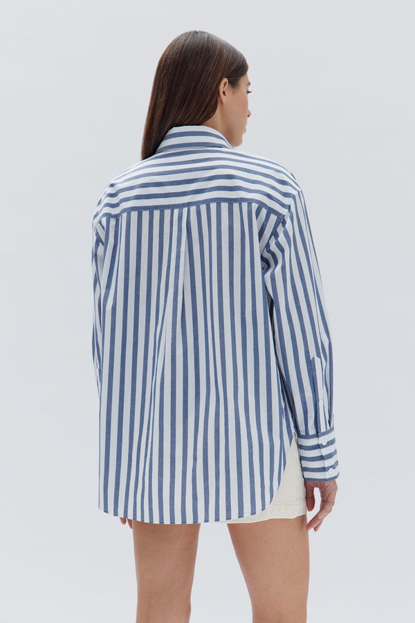 Assembly Label - Everyday Marie Poplin Shirt - Royal Stripe