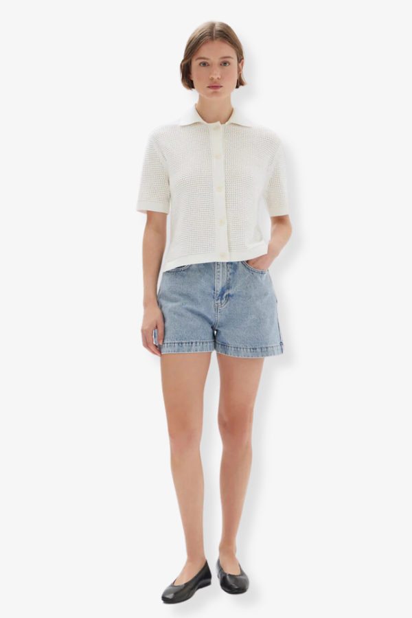 Assembly Label Enid Short Sleeve Knit Shirt Cream