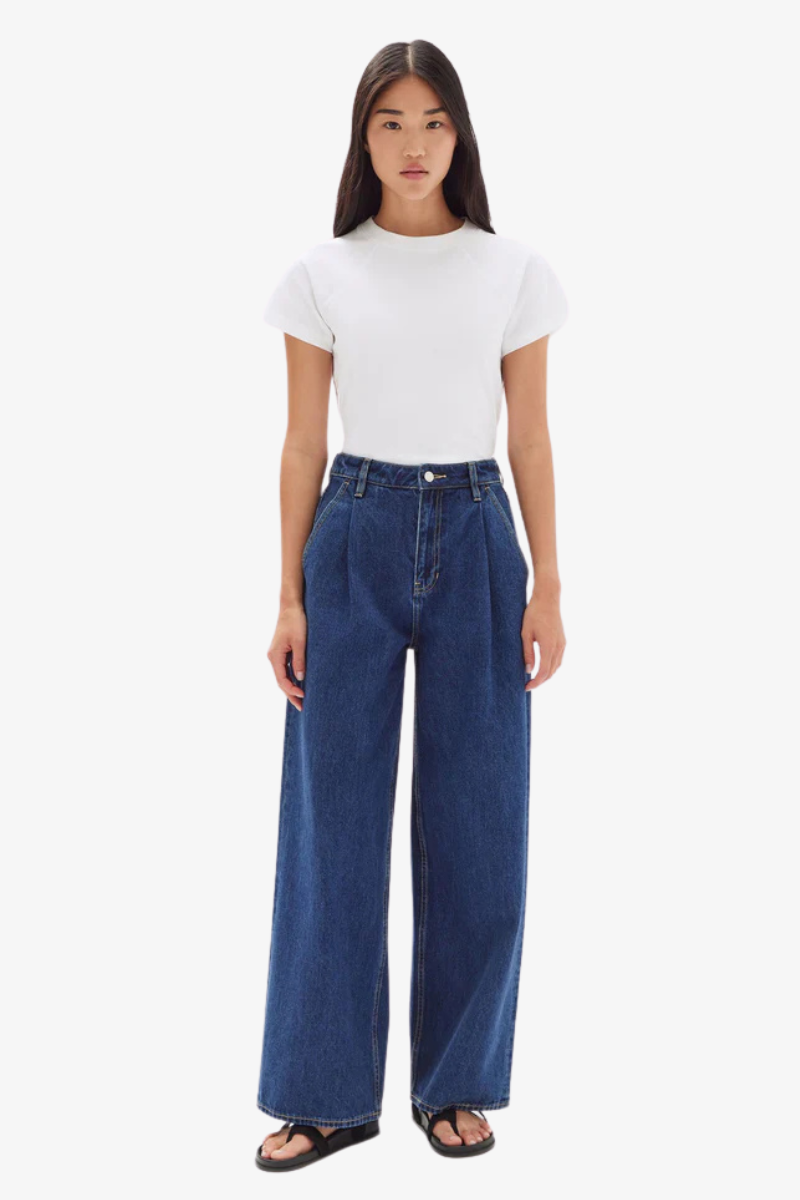 Shop Assembly Label - Slack Pleat Wide Leg Jean - Heritage Blue | milk ...