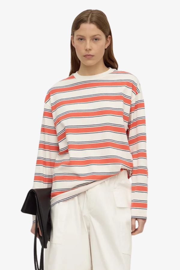 Assembly Label - Eliana Stripe Cotton Long Sleeve Tee - Dahlia Stripe
