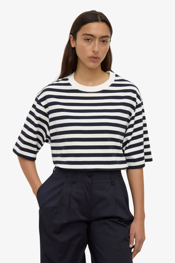 Assembly Label - Monte Stripe Short Sleeve Tee - True Navy/White
