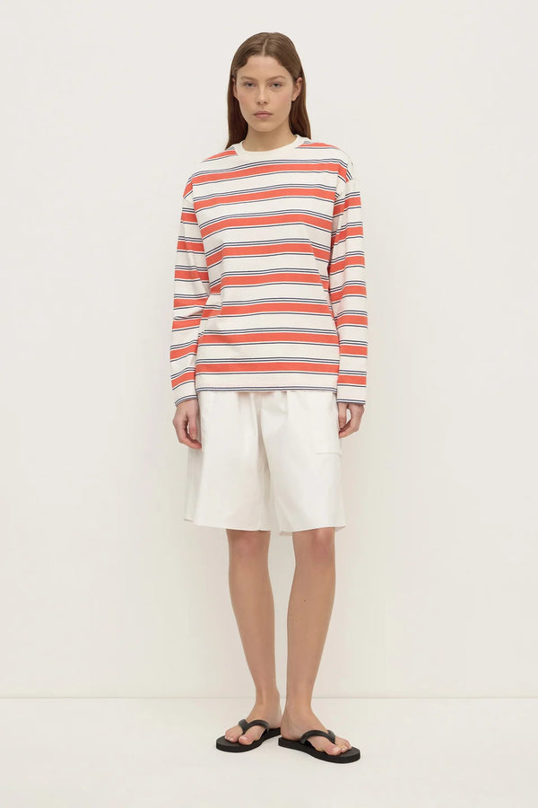 Assembly Label - Eliana Stripe Cotton Long Sleeve Tee - Dahlia Stripe