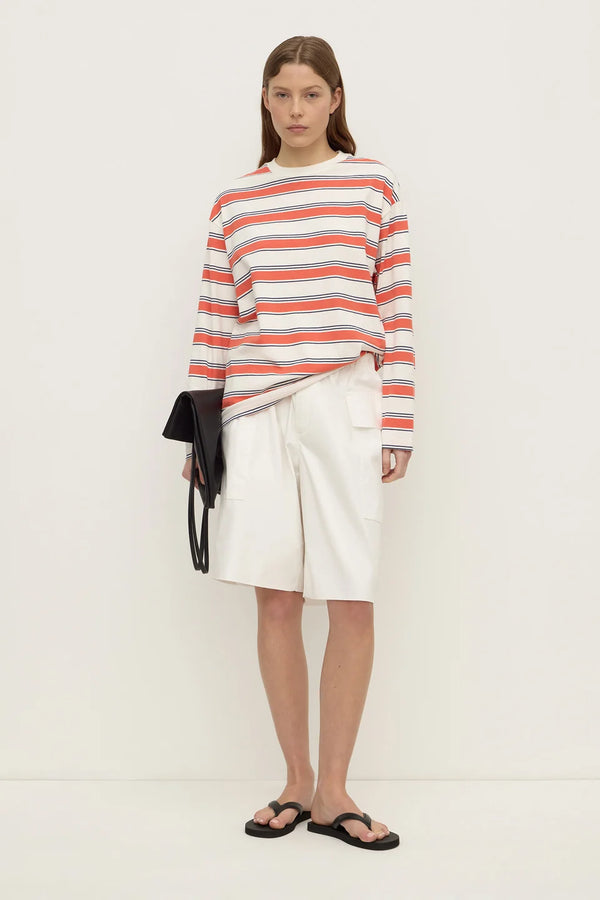 Assembly Label - Eliana Stripe Cotton Long Sleeve Tee - Dahlia Stripe