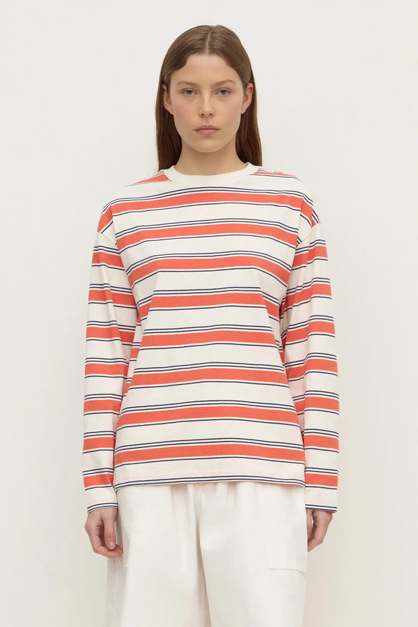 Assembly Label - Eliana Stripe Cotton Long Sleeve Tee - Dahlia Stripe