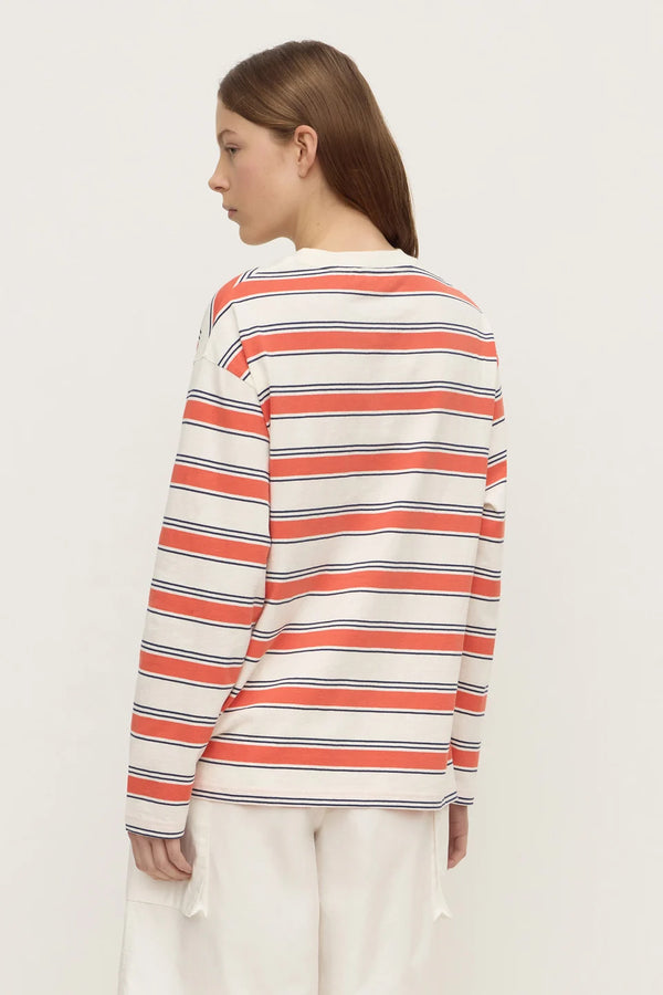 Assembly Label - Eliana Stripe Cotton Long Sleeve Tee - Dahlia Stripe