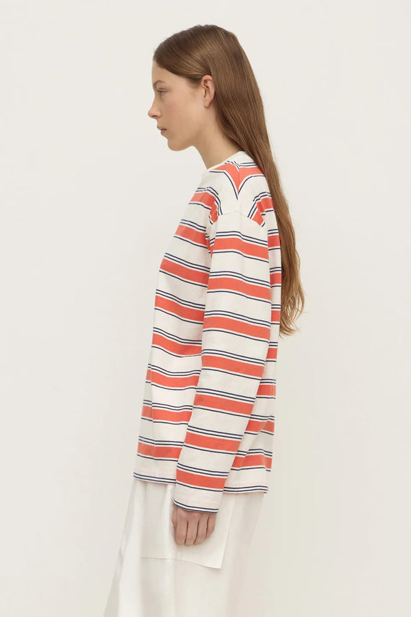 Assembly Label - Eliana Stripe Cotton Long Sleeve Tee - Dahlia Stripe