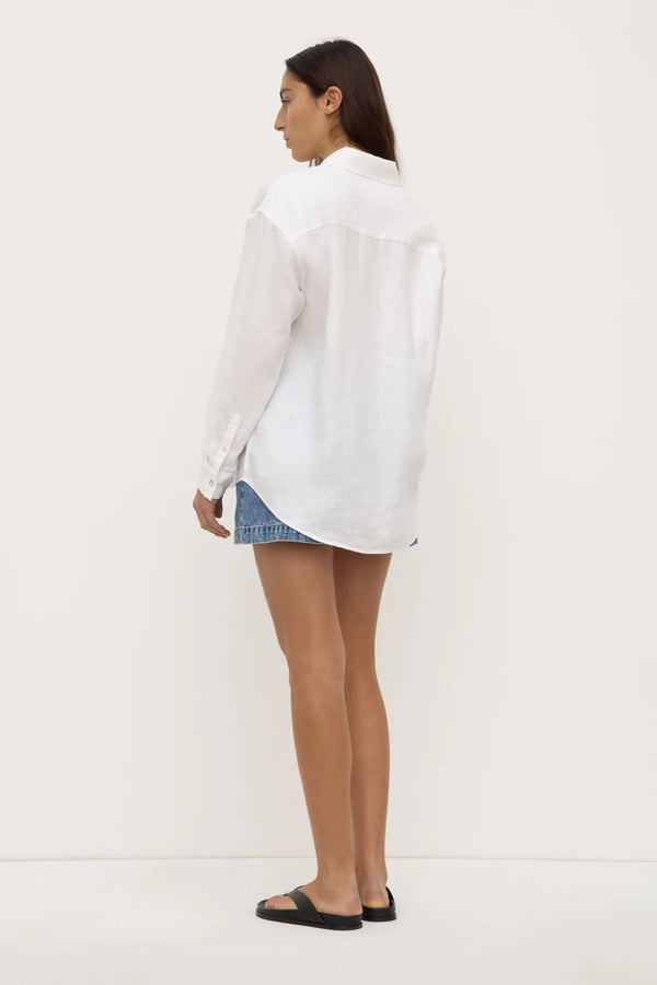 Assembly Label - Everyday Womens Linen Long Sleeve Shirt - White