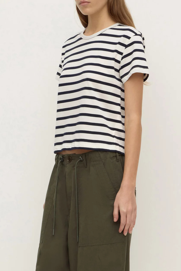 Assembly Label - Mollie Stripe Short Sleeve Tee - Navy Cream Stripe