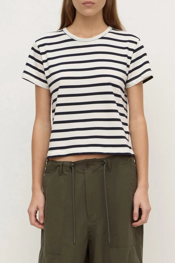 Assembly Label - Mollie Stripe Short Sleeve Tee - Navy Cream Stripe
