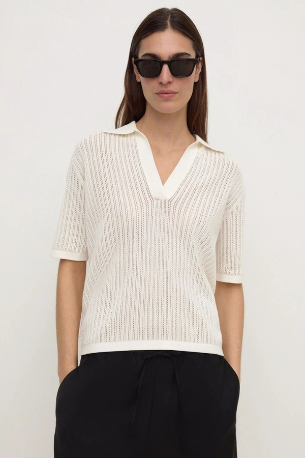 Assembly Label - Nina Knit Polo - Antique White