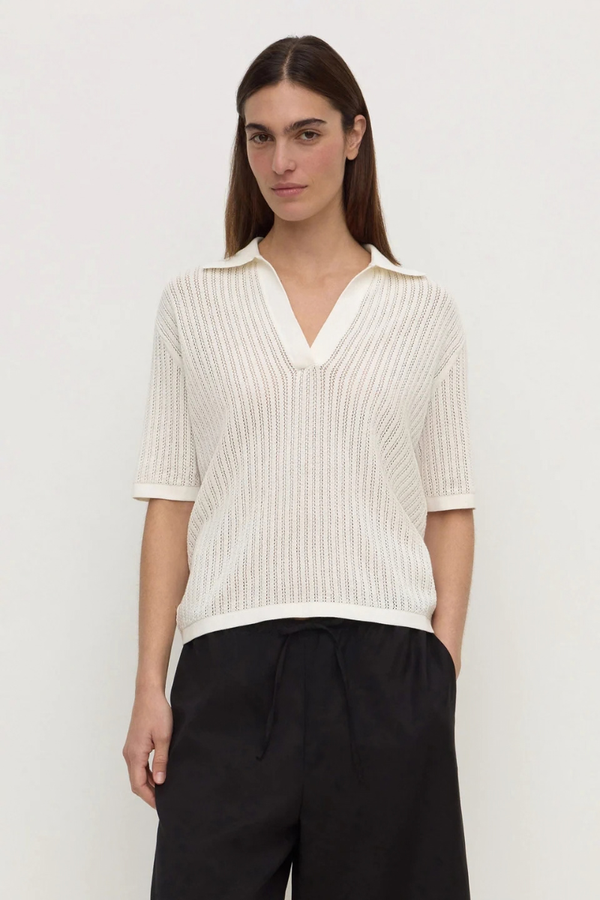 Assembly Label - Nina Knit Polo - Antique White