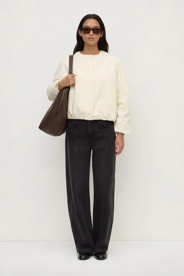Assembly Label - Zoie Padded Bomber Jacket - Antique White