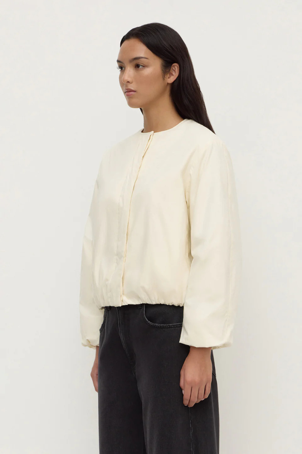 Assembly Label - Zoie Padded Bomber Jacket - Antique White