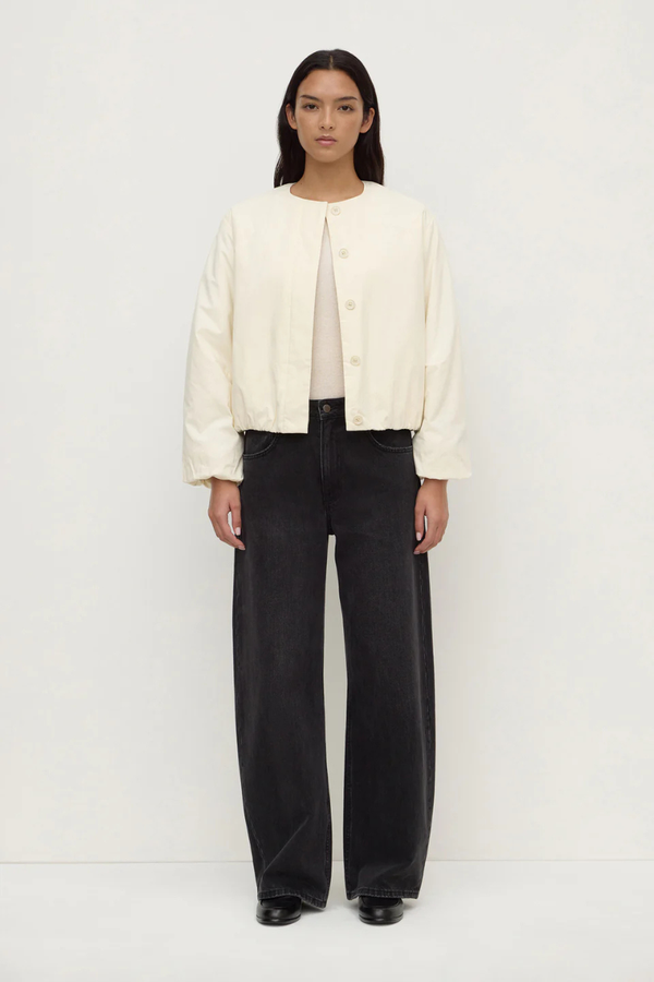 Assembly Label - Zoie Padded Bomber Jacket - Antique White
