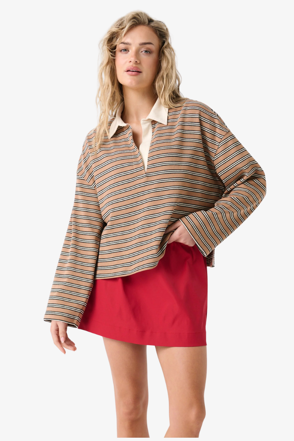 Cartel & Willow - Alisa Rugby Tee - Toffee Stripe
