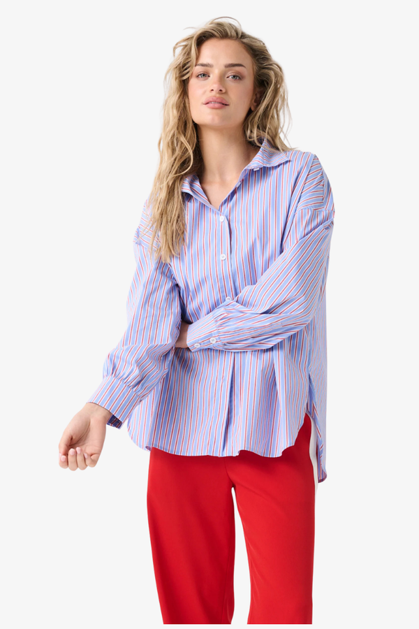 Cartel & Willow - Darby Shirt - Cornflower Blue Stripe