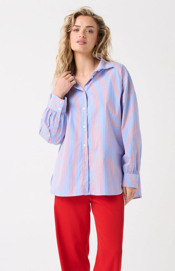 Cartel & Willow - Darby Shirt - Cornflower Blue Stripe