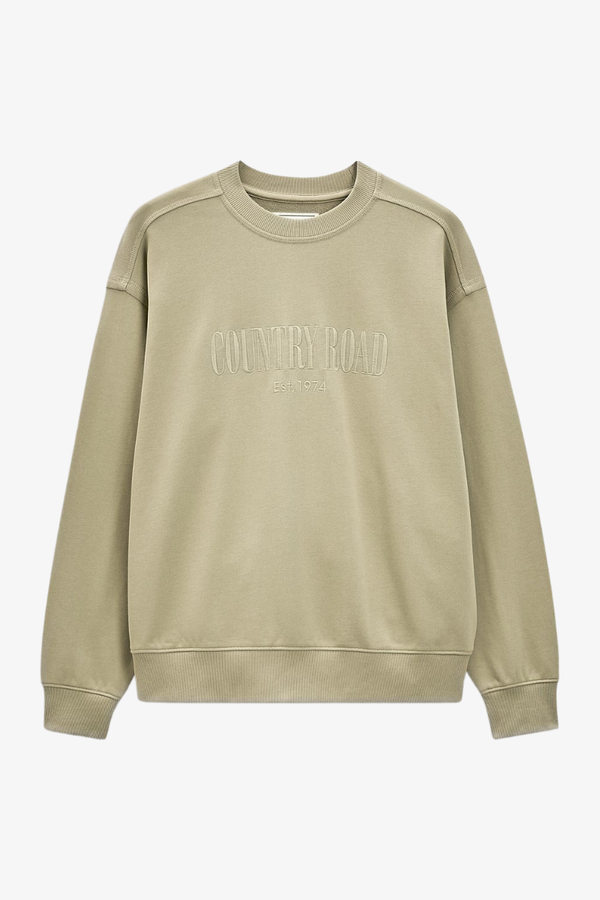 Country Road - Australian Cotton CR Sweat - Dusty Sage