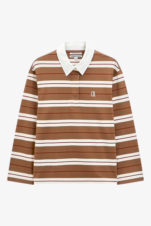 Country Road - Australian Rugby Polo Sweat Mocha Stripe-