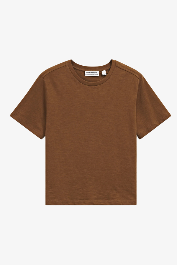 Country Road -Cotton Slub Tee - Rust Brown