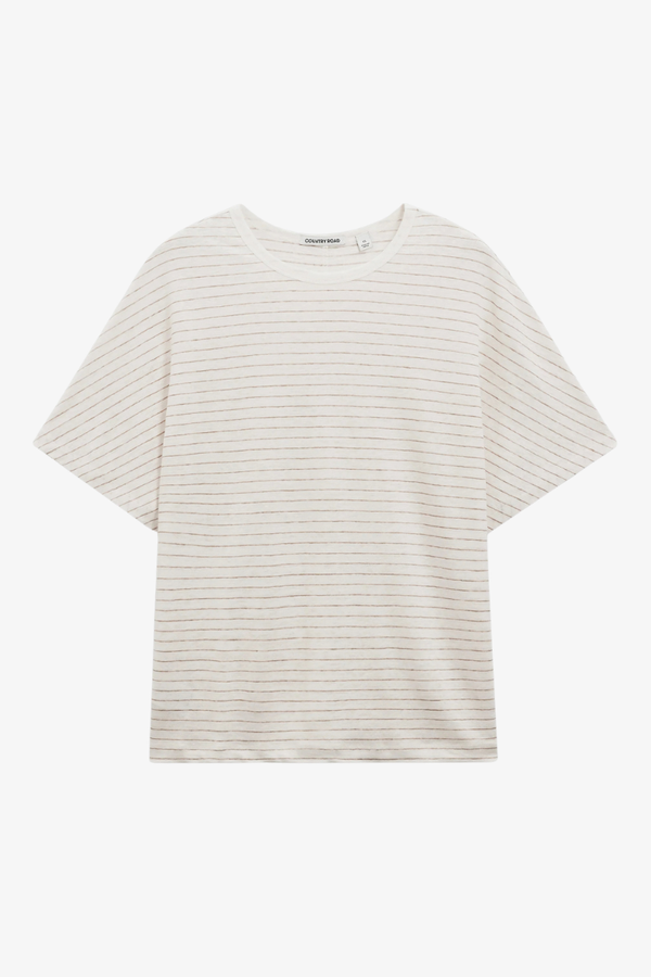 Country Road - Linen Dolman Tee - Sand Stripe