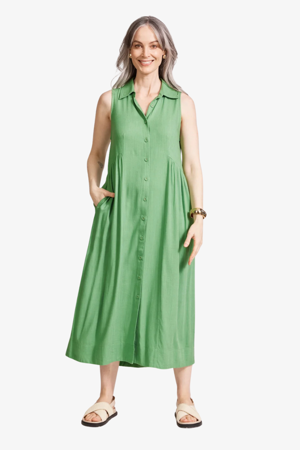 Eb & Ive - Alesia Sleeveless Shirt Dress - Jade